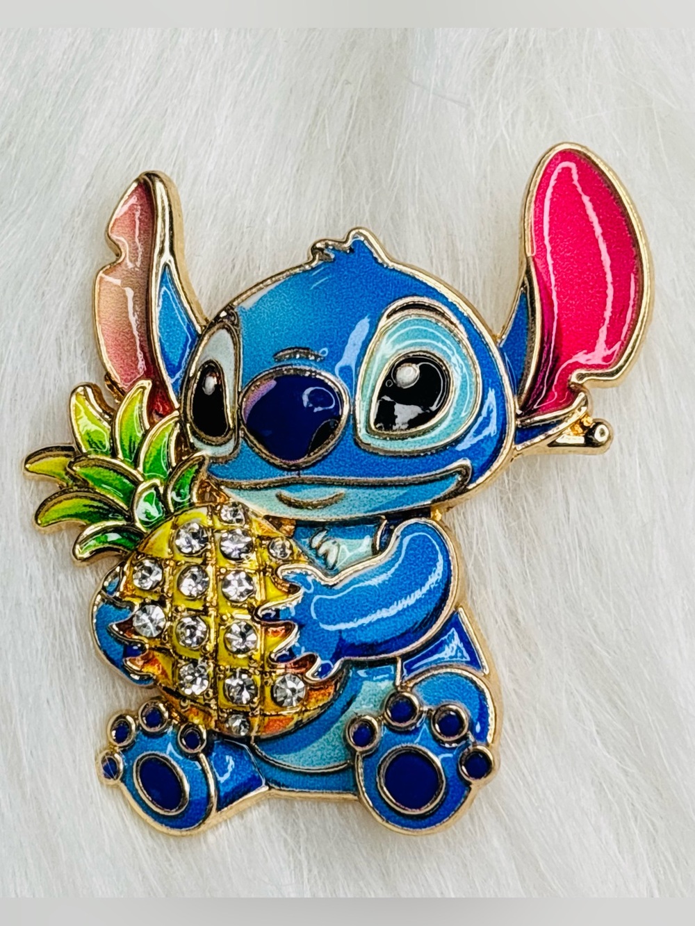 Stitch Inspired Pineapple Rhinestone Enamel Brooch